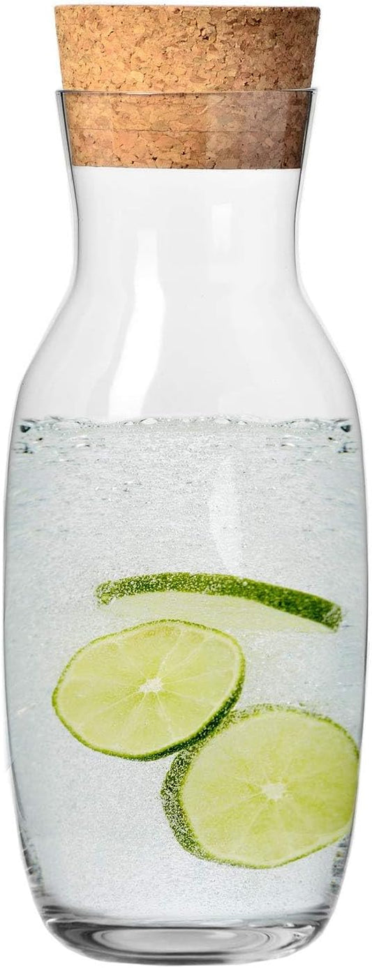 Krosno Water,Lemondade,Juice,Wine Carafe with Cork Stopper, 33.8 oz,Pure Collection, Fridge Safe, Made in Europe