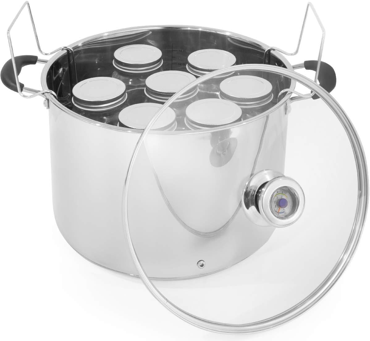 Barton 20Qt Canner w/Temp Indicator & Rack Multi Use Stainless Steel Canning Water Bath Kit Holds Up To 7 Jars