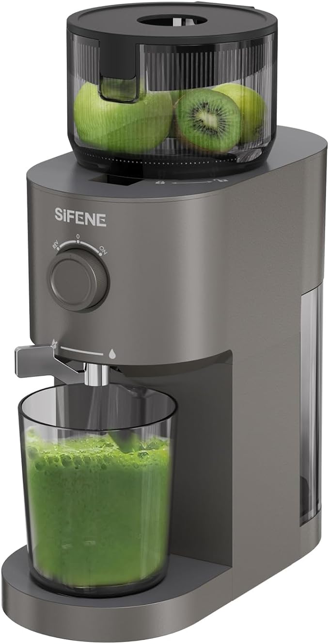 SiFENE Cold Press Juicer, Innovative All-in-One Slow Masticating Juicer with 5.2'' Feed Chute for Whole Fruits & Veges, Easy to Clean, High Juice Yield