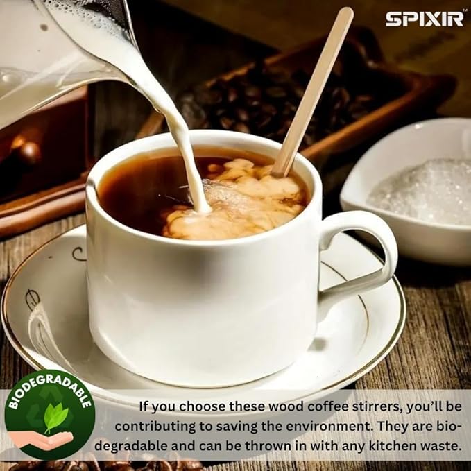 Coffee Stirrers Disposable Wooden Coffee Stir Sticks - Round-End Birchwood 5.5 Inches Large Wooden Stir Sticks - Pack of 2000 Wood Stir Sticks