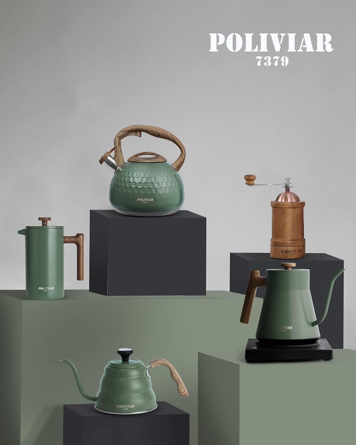 POLIVIAR Tea Kettle, 2.7 Quart Stovetop Tea Kettle, Audible Whistling Teapot, Food Grade Stainless Steel for Anti-Rust, Anti Hot Handle, Suitable for All Heat Sources (JX2020-RH30-2)