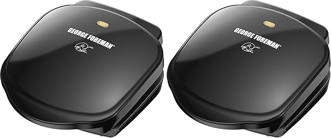 George Foreman 2-Serving Classic Plate Electric Indoor Grill and Panini Press,Black,Small Compact Size,GR10B,(Pack of 2)