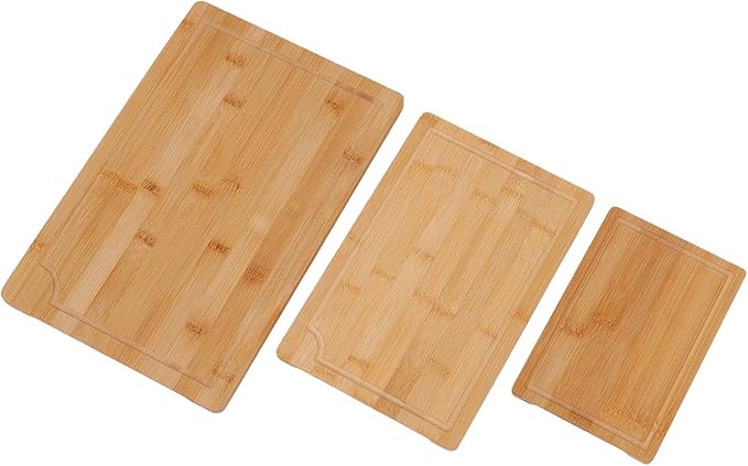 YUYTE 3pcs Wood Chopping Boards Set Smooth Cutting Boards with Grooves for Kitchen Slicing Dicing Serving