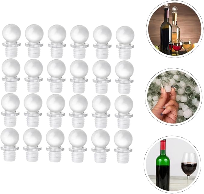 COLLBATH 24pcs Glass Ball Stopper Wine Bottle Stoppers Caps Keeper Portable for Bottles