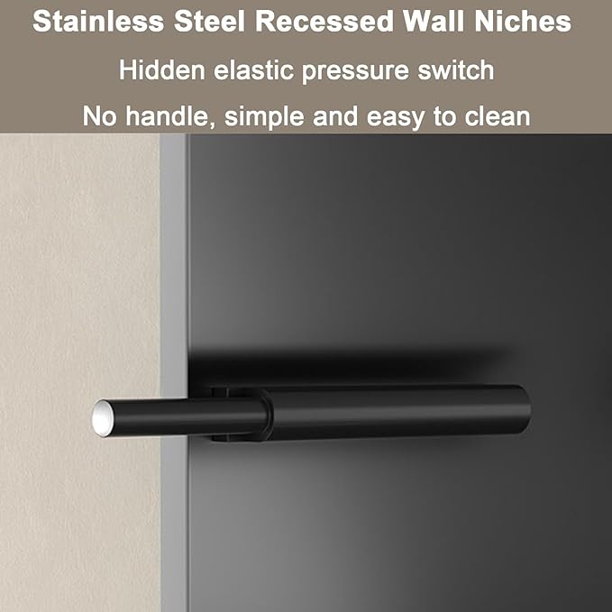 Hidden Trash Can Cabinet, Stainless Steel Recessed Bathroom Shower Niche, Waterproof Wall Niche Toilet Tissue Holder, Built-in Trash Can Alcove Toiletries Storage Rack