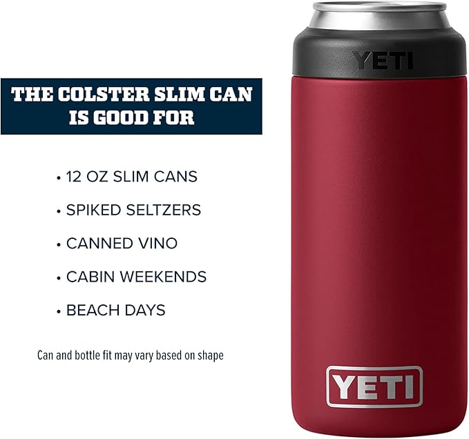 YETI Rambler 12 oz. Colster Slim Can Insulator for the Slim Hard Seltzer Cans, Harvest Red