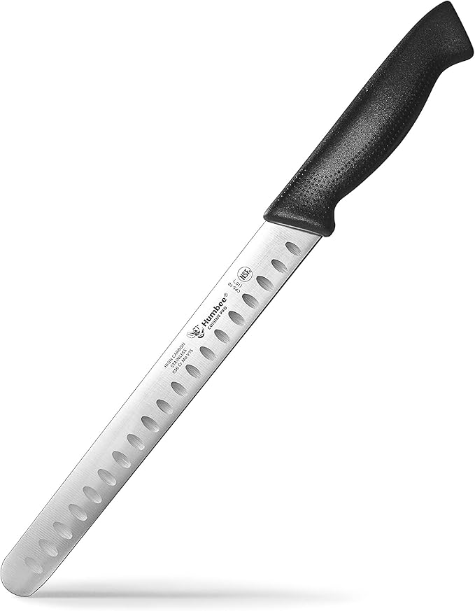 Carving Knife 10-Inch with Razor Sharp Granton Edge for Turkey, Ham, Meat Slicing and Cutting – NSF Certified, German Stainless Steel Blade, Black