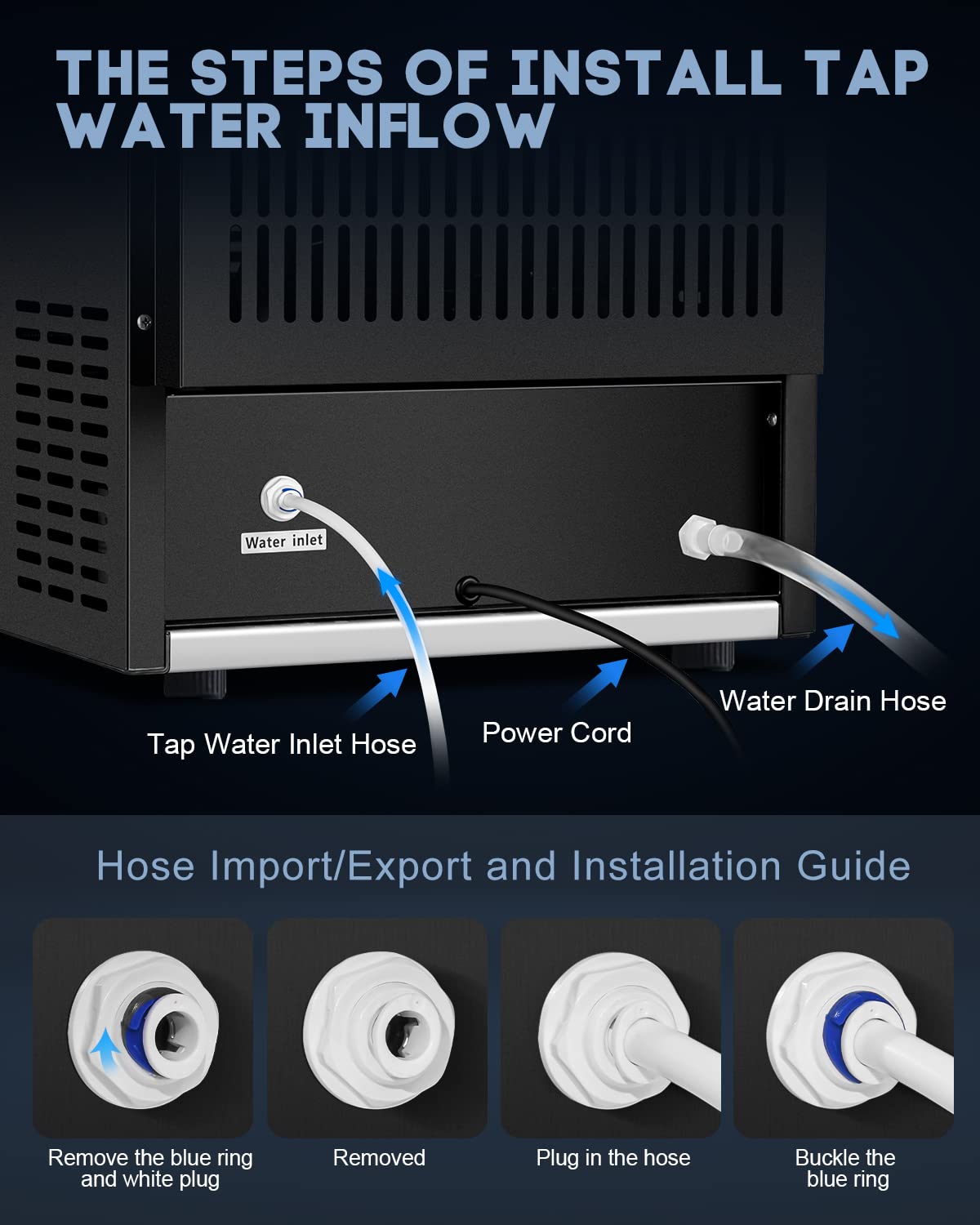 Upgraded Commercial Ice Maker - 130LBS/24H with 35LBS Storage Bin, 15" Wide Frosted Black Undercounter/Freestanding Ice Machine for Home Bar & Outdoor Use - Produces 45 Ice Cubes