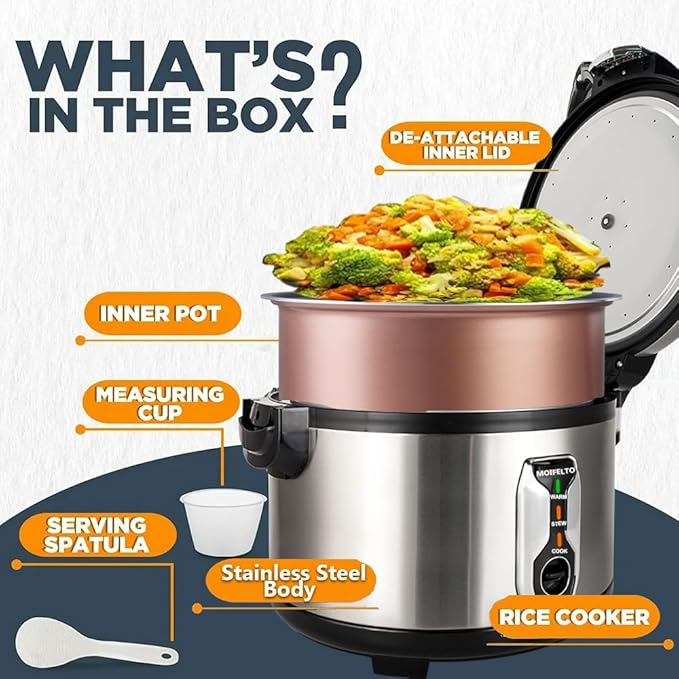 16L Commercial rice cooker 90 cups cooked Large Stainless Steel rice Commercial for 65-75 people 1550W Electiric Rice Warmer, with One-Touch Operation | Auto Keep Warm| Non-Stick Inner Pot