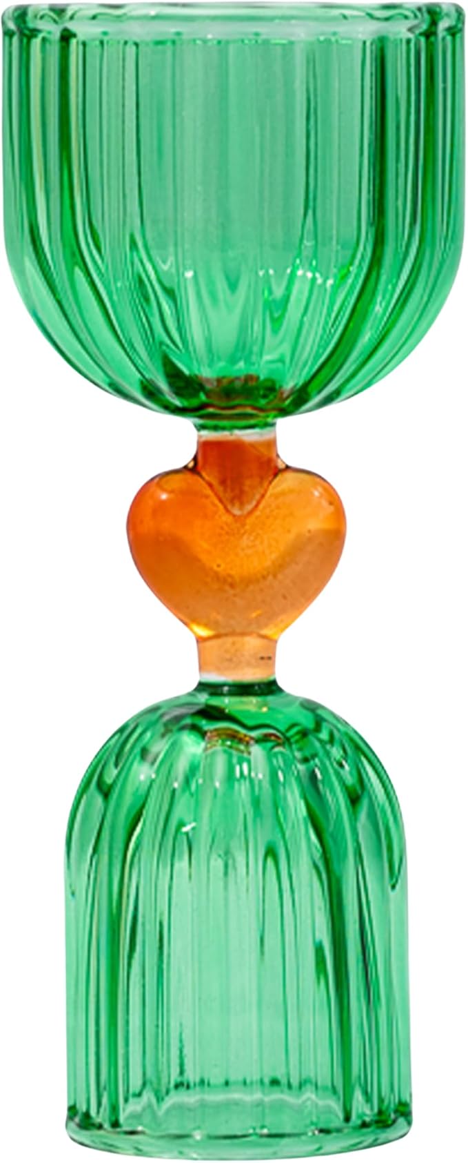 ban.do Retro Cocktail Measuring Jigger, Double Jigger Shot Glass, 1/2 and 1 Shot Measuring Cup, Vintage Style Green Glass Bar Tool for Measuring and Bar Cart Decor (Tipsy Turvy Green)