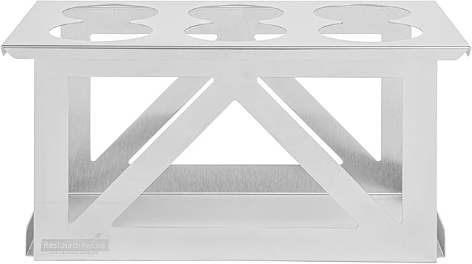 Restaurantware Squeeze Bottle Holder Pack of 1 Stainless Steel 6 Hole Bottle Holder, 2.93" Diameter Fits 1/3 Size Opening, Dishwasher Friendly Integrated Lip Design Holder for Condiment Bottles