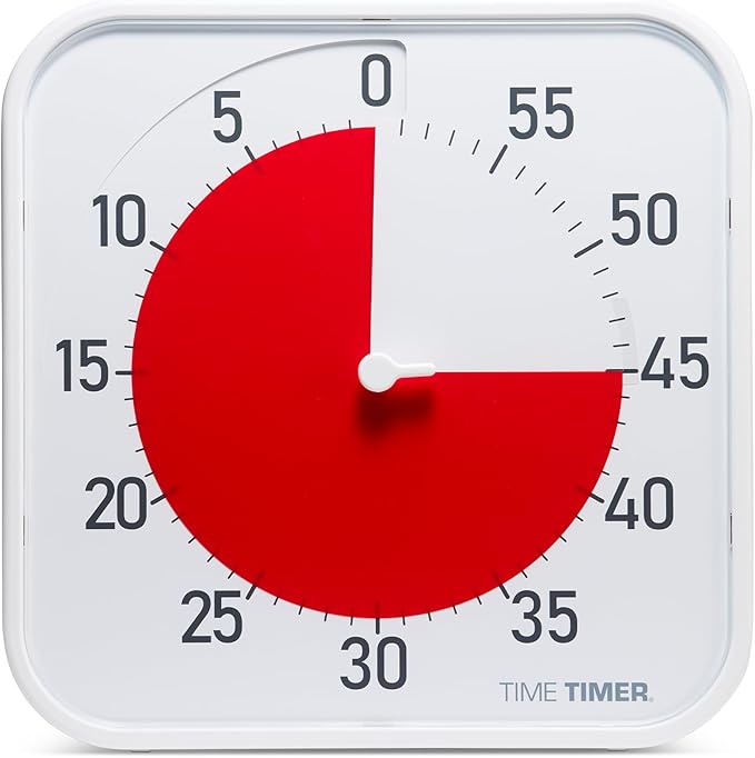Time Timer Original 12" Visual Countdown Timer – Large 60-Minute Classroom Visual Timer for Modern classrooms, Student Groups & Adult Meetings – Helps with Focus, ADHD, Autism – (Red & White)
