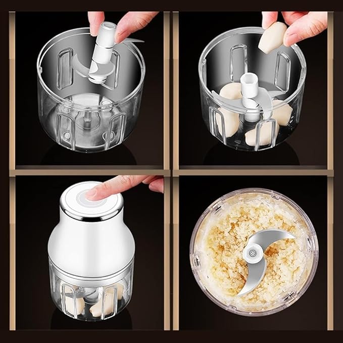 Electric Garlic Chopper, Mini Portable Food Chopper for Garlic Onion, USB Chargable Powerful Vegetable Chopper Garlic Mincer Garlic Press Small Food Processor for Veggie Meat (Size : Small)