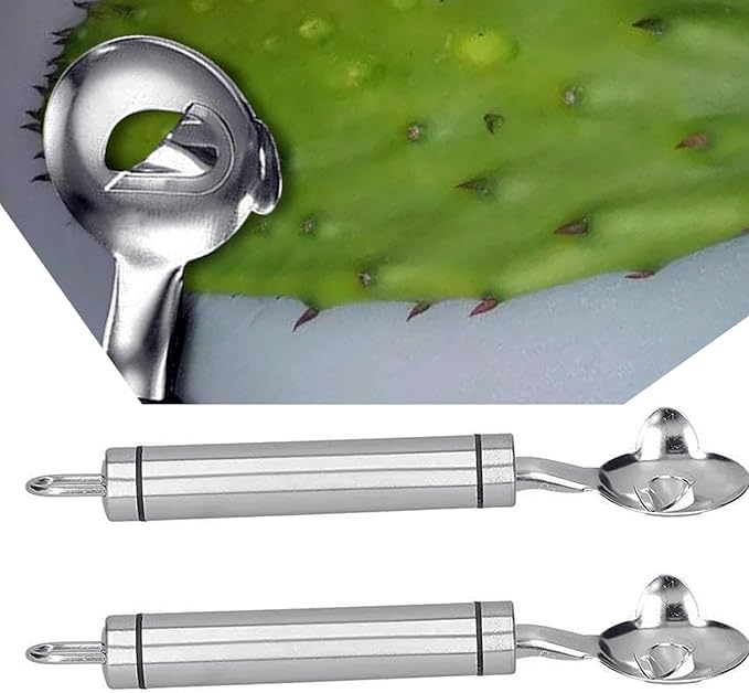 Cactus Peeler Tool, 2 Pack Stainless Steel Pelador de Nopales, Spoon Cactus Thorn Removal Tool, 7.48x1.89in Portable Tools for Kitchen Accessory
