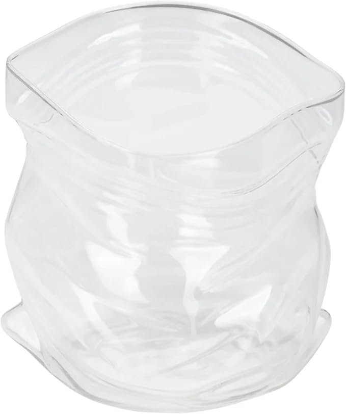 Restaurantware Clear Glass Bowl 22 oz Crinkle Edge Unzipped Bag Bowl Creative Serving Dish Dishwasher Safe Transparent Glass and Microwave-Safe Container for Serving Desserts, Candies