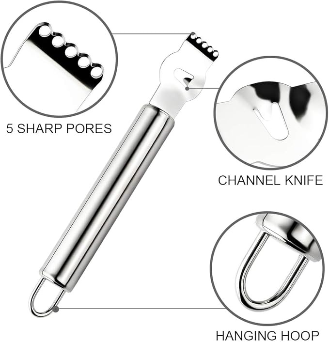 Stainless Steel Lemon Zester Grater, Lemon zester tool,citrus zester tool for Orange Citrus Peeler with Channel Knife