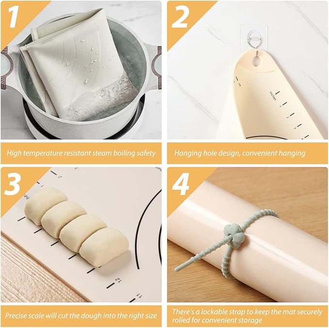2 Pack Silicone Pastry Mat 24"*16" Extra Thick Non Stick Baking Mat