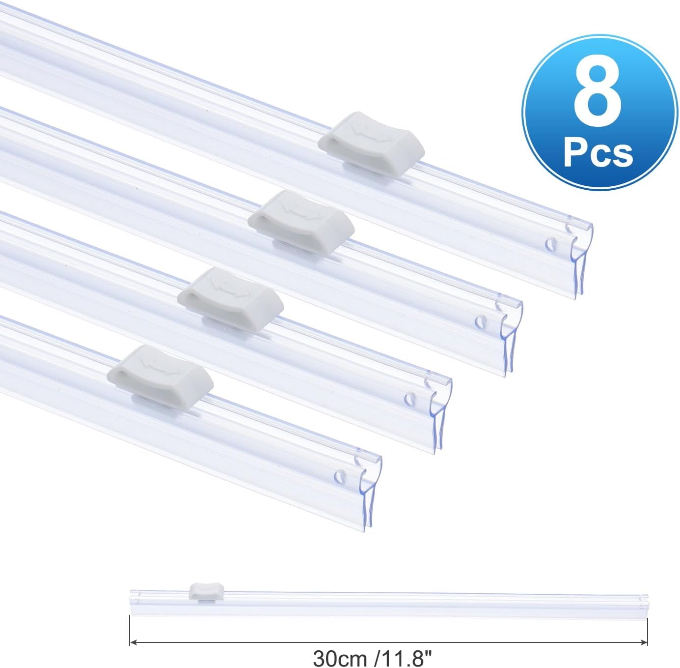 PATIKIL 8pcs Plastic Wrap Cutter, 12in Plastic Wrap Slide Cutter Snap Card Slot Installation Replacement for Aluminum Foil Wax Paper Parchment Paper Wrap Dispenser, White