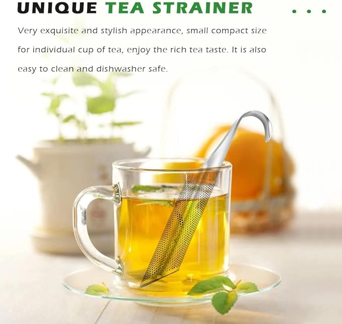 2PCS stainless steel tea filter mesh with hook handle, stainless steel tea diffuser, loose leaf tea infuser (2PCS)