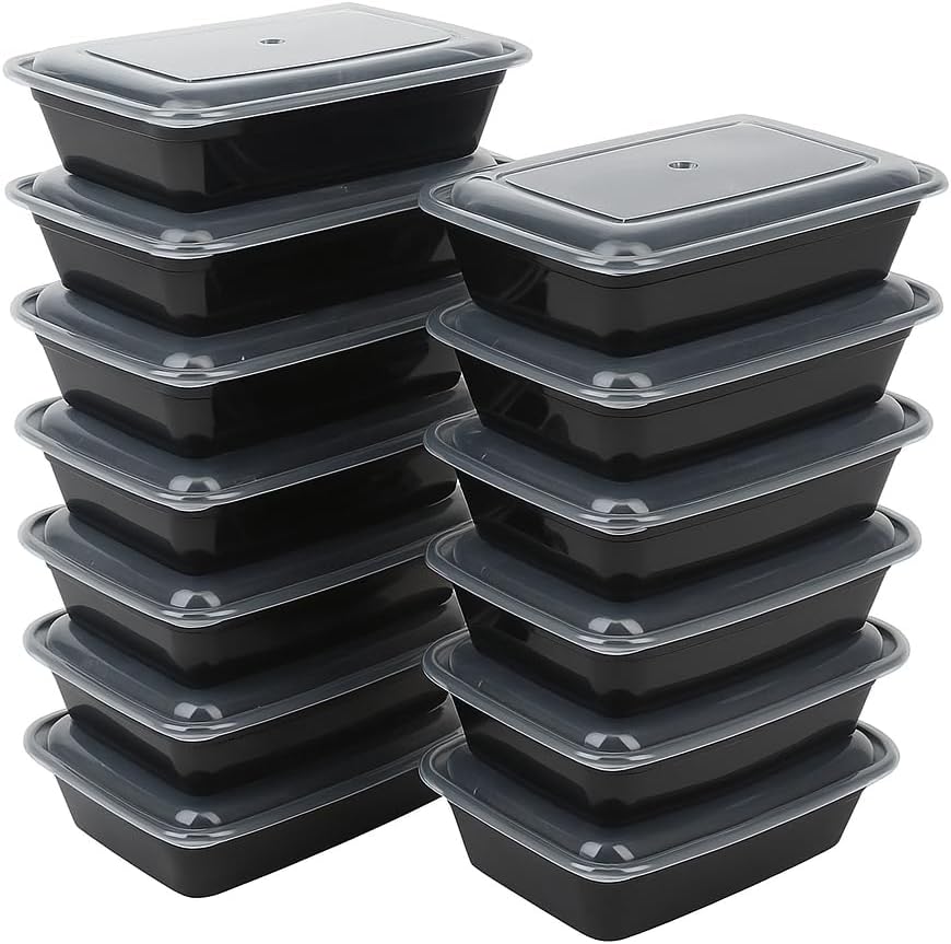Ruthy's Outlet Meal Prep Containers W/Lids -Square Food Storage – BPA-Free| Stackable | Microwave | Freezer & Dishwasher Safe | Reusable Lunch Bento Box Portion Control & Planning (50 Pack, 32 oz)