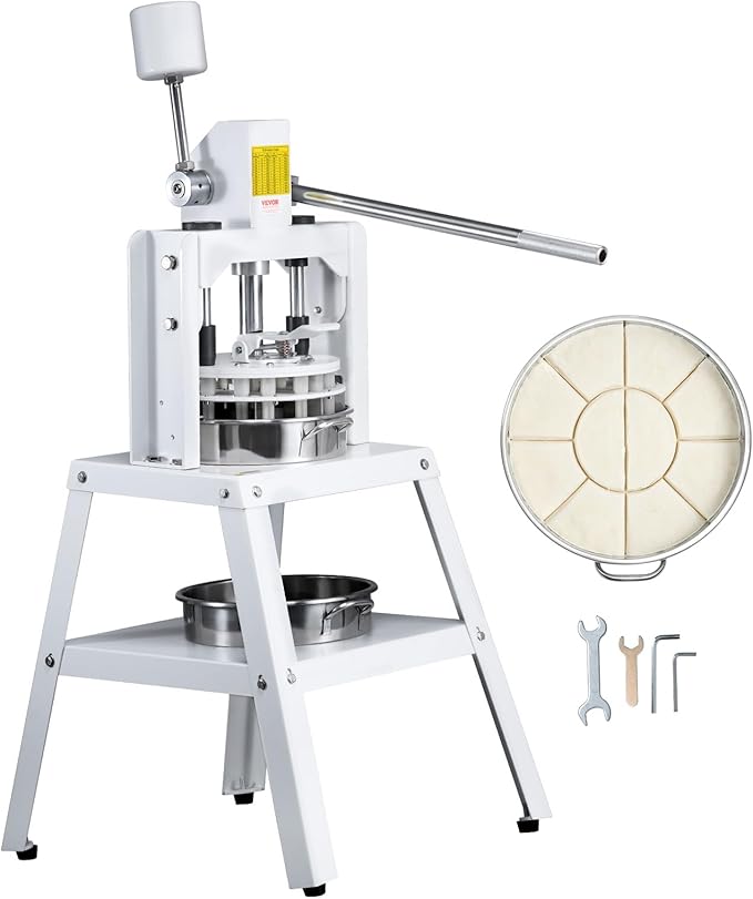 VEVOR Dough Divider Rounder, 10PCS Manual Dough Equal Divider Machine, 4.23oz - 19.75oz Hand Press Dough Cutter with 304 Stainless Steel Tray and Blade, Bread Maker for Bakery, Restaurant, Commercial