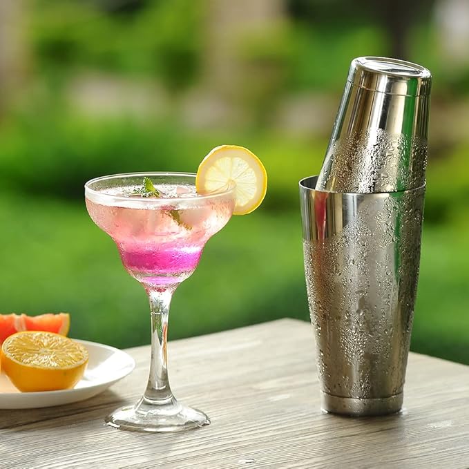 Etens Cocktail Shaker Tins Set Stainless Steel, Pro Bar Style Boston Shakers Bartending, Two Piece Martini Shaker Cup Drink Mixer for Bartender – Silver Bar Tools Weighted Metal Shaking Tin