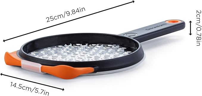 Dreamfarm Ograte Two-Sided Coarse Food & Vegetable Speed-Grater with Non-Slip Bowl Hook & Foot - 6mm Coarse Grater, Orange