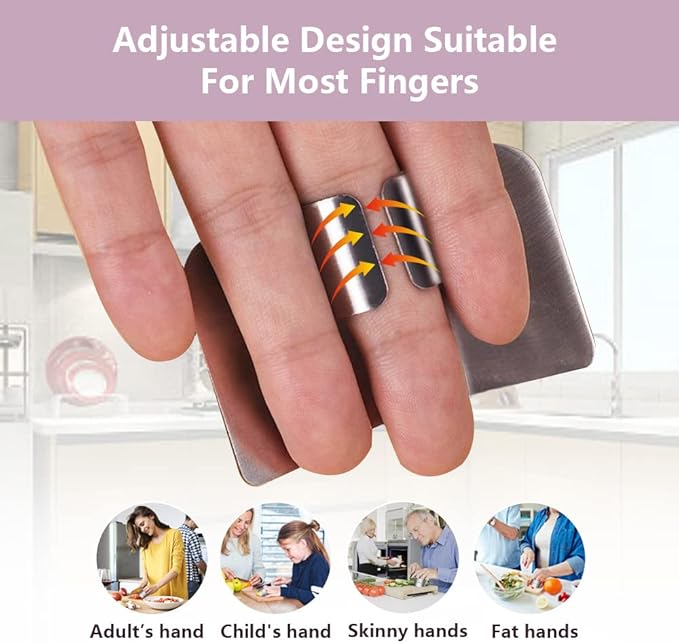 Finger Guards for Cutting, 4 Pcs Stainless Steel Finger Protector for Cutting Food, Knife Guard, Chopping Protector for Dicing and Slicing in Kitchens