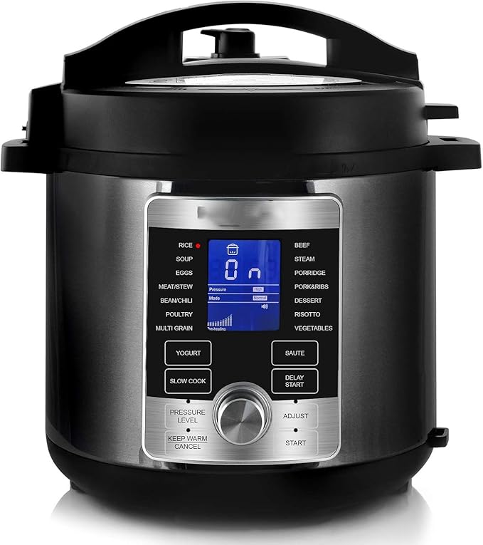 6 Quart Digital Electric Pressure Cooker – Stainless Steel Multi-Cooker with 14 One-Touch Programs, Locking Lid & Easy Clean Design