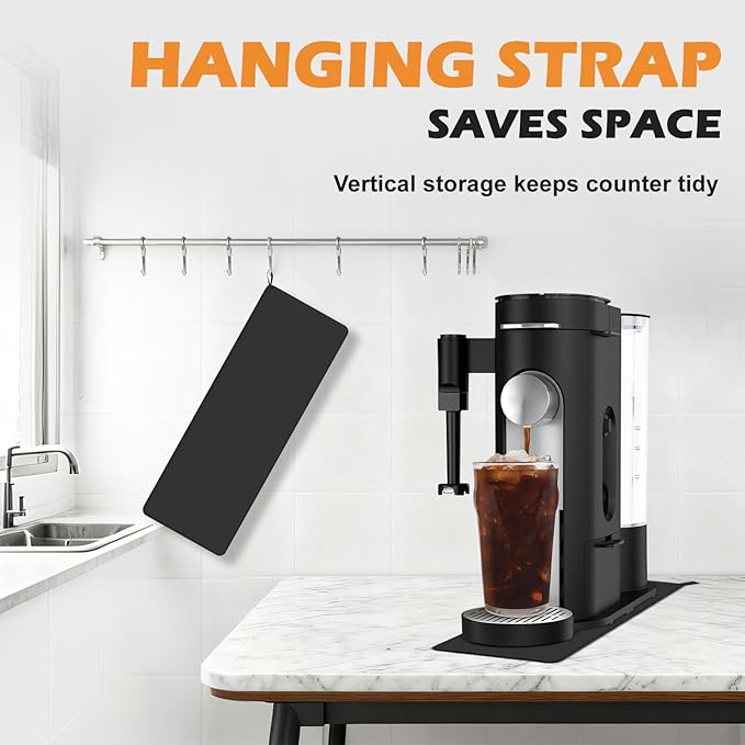 Sliding Pad for Ninja Single Serve Coffee Maker PB051 and PB041, Anti Slip Base Sliding Mat for Fast Moving, with Hanging Strap, Accessories Fit for Ninja Coffee Machine PB051/PB041, Black