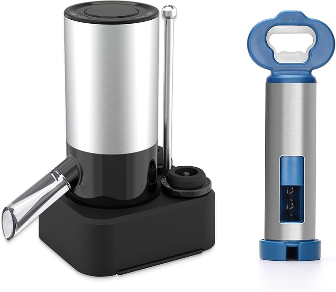 KITCHENDAO Rechargeable Electric Wine Aerator Dispenser and 3 in 1 Wine Bottle Opener Corkscrew