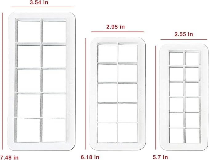 6Pcs White Square Cookie Cutter Set, Geometric Multicutter Cake Fondant Cutter,3 Size Square Biscuit Cutters Cake Decorating Use Safety Easy to Store,Cookie Cutters Baking Tools and Accessories