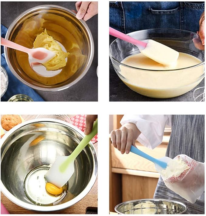 Silicone Spatulas Set of 4 - Heat Resistant Non-Stick Flexible Rubber with Solid Stainless Steel Core Kitchen Essential Gadget Premium Scraper Spoon Set - Seamless, Dishwasher Safe, 2 Size