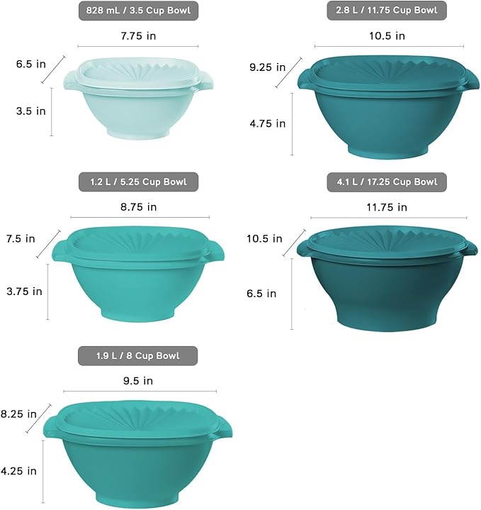 Tupperware Heritage Collection, New 36 Piece Food Storage Container Set in Vintage Green, Dishwasher Safe and BPA Free (18 containers, 18 lids)