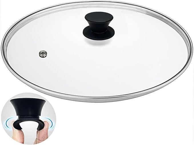 Glass lid for Large Pots and Pans, 14 Inch Cover for Replacement, Commercial Lid for Cookware, Frying Pans, Stockpot, Dishwasher safe and oven safe up to 400°F Fit Inner Dia14 to 14.4 Inch
