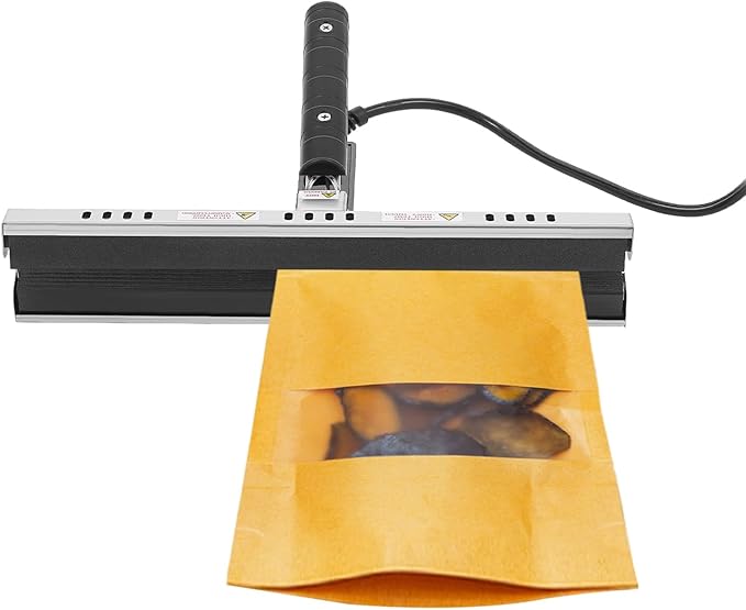 250W Heat Crimp Sealer, 12" Chip Bag Crimper with Adjustable 7 Gears Temperature, Hand Held Crimp, Mylar Bag Sealing Machine Tool, Mini Sealer for Aluminum Foil Kraft Snack Bags