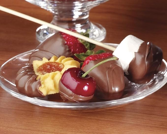 Nostalgia 3 Tier Electric Chocolate Fondue Fountain Machine for Parties - Melts Cheese, Queso, Candy, and Liqueur - Dip Strawberries, Apple Wedges, Vegetables, and More - 8-Ounce - Brown