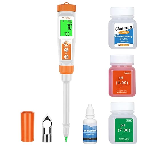 Smart pH Meter for Food - Digital pH Tester with All Accessories | YINMIK Lab pH Meter | pH Thermometer for Food | Professional pH Reader for Hot Sauce, Dough, Cosmetic, Fermentation, Kombucha, Wine