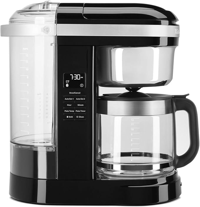 KitchenAid 12 Cup Drip Coffee Maker with Spiral Showerhead and Programmable Warming Plate - KCM1209, Onyx Black