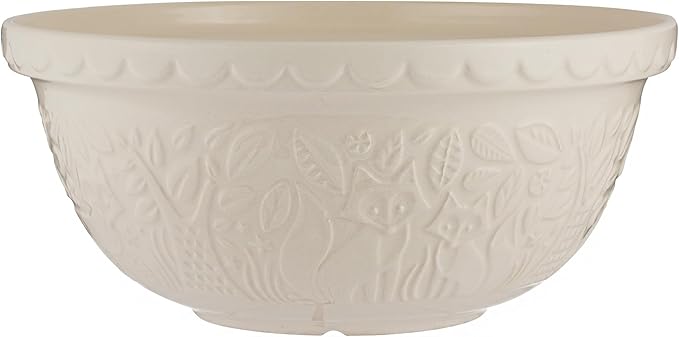 Mason Cash In the Forest S12 (4.25 Qt) Embossed Mixing Bowl | Fox (Cream)