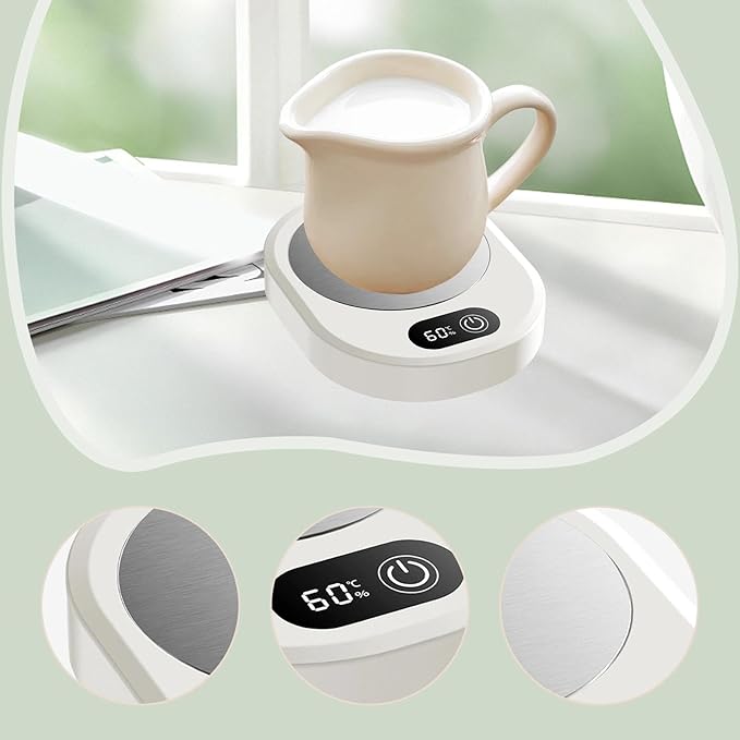 Amagogo Electric Beverage Warmer Plate Portable,Smart Coffee Heater with 4 Temperature Settings for Office Home, White