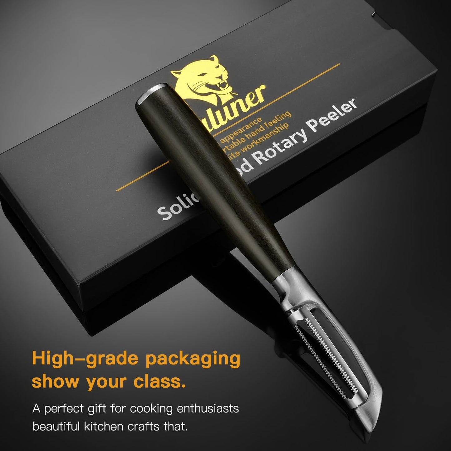 Serrated Blade Premium I Type 304 Stainless Steel Multifunctional Kitchen Peeler Real Wood Handle Ultra Sharp Blade Vegetable Potato Apple（Agarwood）