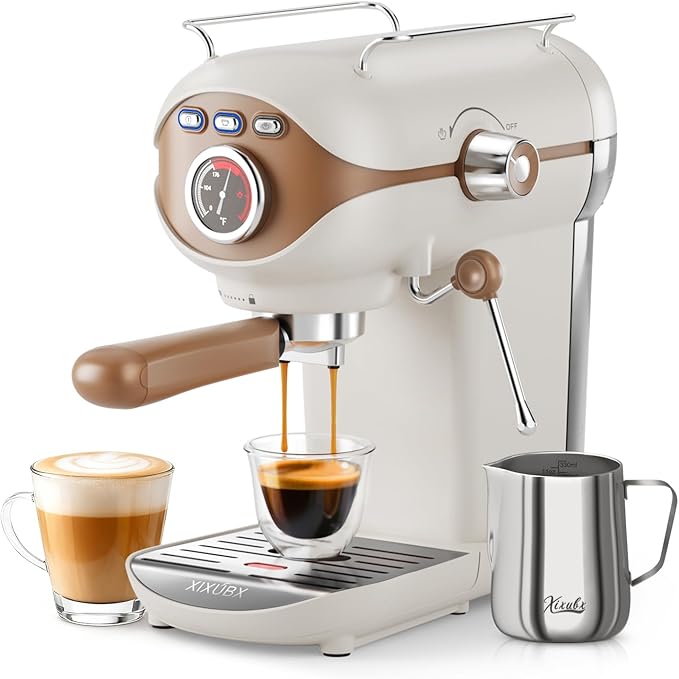 XIXUBX Espresso Machine, 20 Bar Pump Temperature Control, Compact Espresso Maker with Steam Milk Frother, Professional Coffee Makers for Home, Cappuccino Latte Machine, Gifts for Coffee Lover