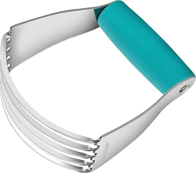 ALLTOP Pastry Blender Cutter,Stainless Steel Dough Masher for Butter, Biscuit,Baking, Kneading,Dough, Flakier and Fluffier Pie Crusts, Almond - Hand Kitchen Tool (1 Pack, Turquoise)