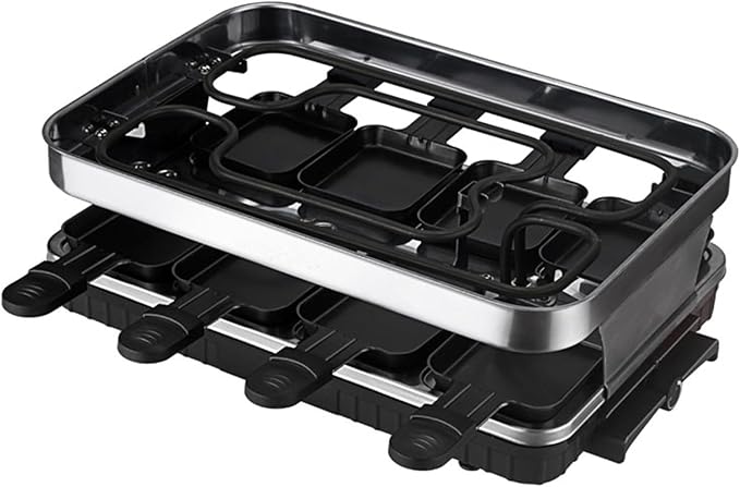 Elevon Electric Korean BBQ Indoor Grill, Table Smokeless Portable Raclette Grill with 8 Mini Grill Cheese Pans, Removable Non-Stick Temperature Control 1500W, Ideal for Parties and Family Fun