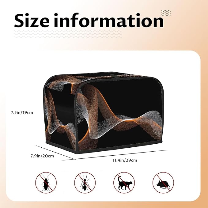 2 Slice Toaster Cover,Abstract Glowing Spiral Lines On Black Small Kitchen Appliance Bread Machine Cover with Pockets,Dust & Fingerprint Protection