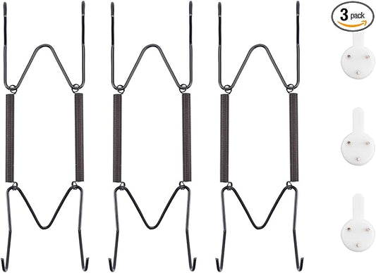 Bilillo 3 Pack Plate Hangers for The Wall, Suitable for 6''-8'' Decorative Plate,Invisible Heavy Duty Wire Plate Holder with Wall Hooks, Plate Hangers for Displaying Plates, Platter, Dish (Black)