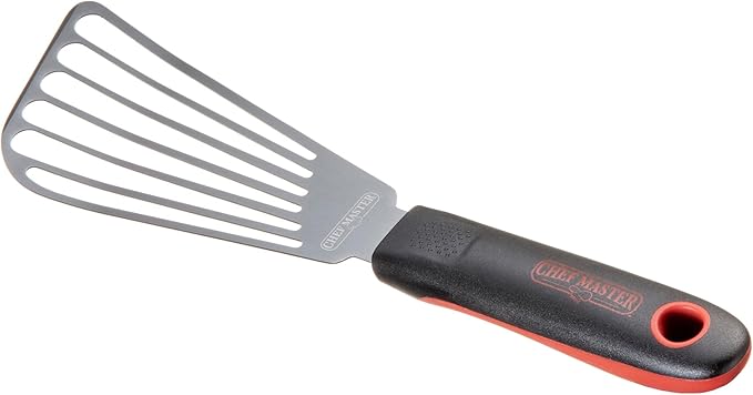 Chef Master 90287 High Heat Fish Spatula Spatula, 6.77" x 3.03" Blade | Heat Resistant Handle | Slip Resistant Grip | Dishwasher Safe