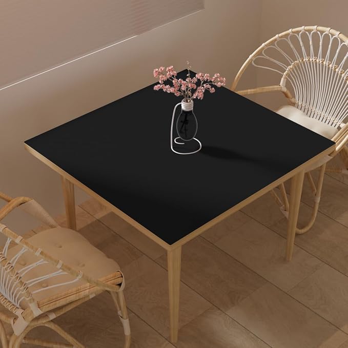 Desk Cover Protector - Used for Square Table Waterproof and Easy to Clean Good Flatness Easy to Used for Dining Table(Black+Black 44x44)
