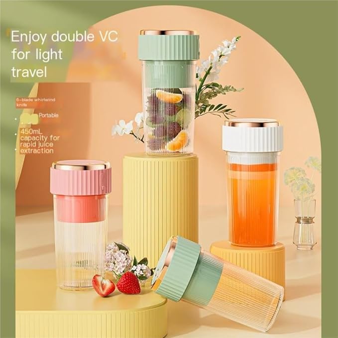 Portable 450ml Rechargeable Juicing Cup - USB - C Charging, 6 - Blade Design For Effortless Blending, Ideal For Home & Travel -Portable Juice Cup(Green)